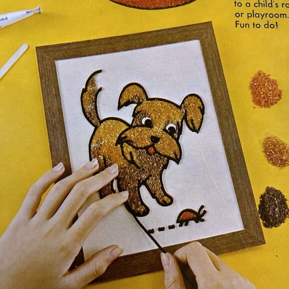 Craft Master Crushed Stone Mosette Craft Kit #20604 Curious Pup VTG 1974 - Picture 2 of 5